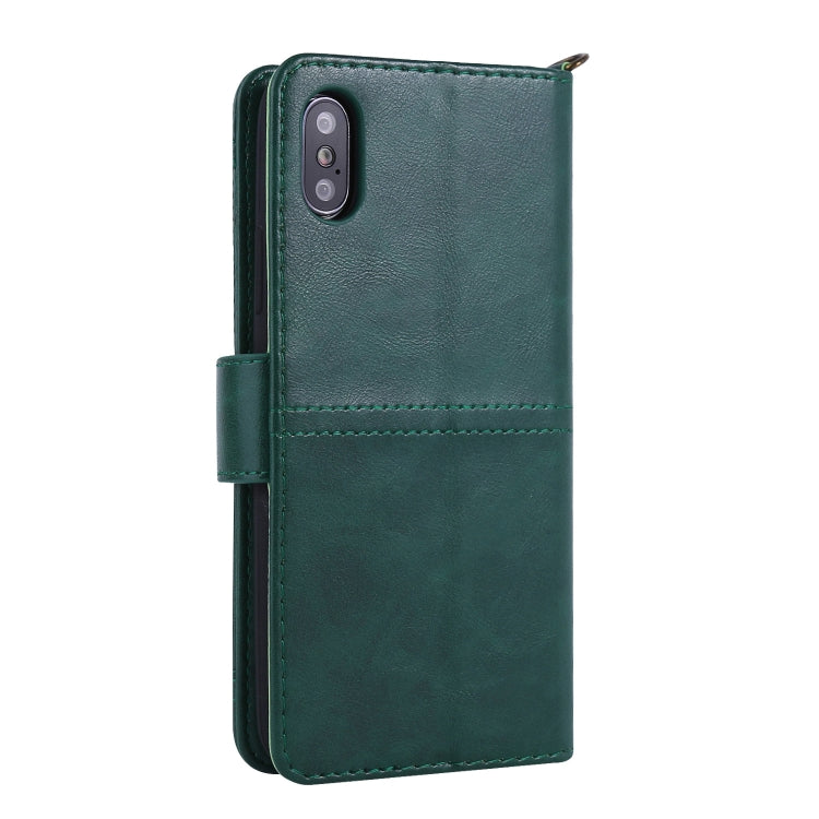 For iPhone X / XS Lambskin Texture Horizontal Flip PU Leather Case with Holder & Card Slots & Frame & Lanyard