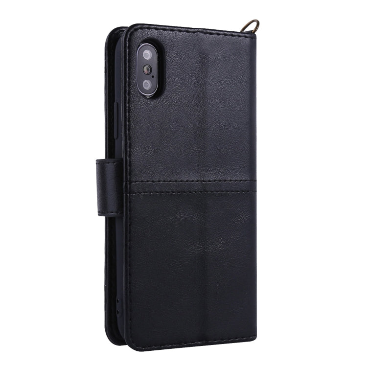 For iPhone X / XS Lambskin Texture Horizontal Flip PU Leather Case with Holder & Card Slots & Frame & Lanyard
