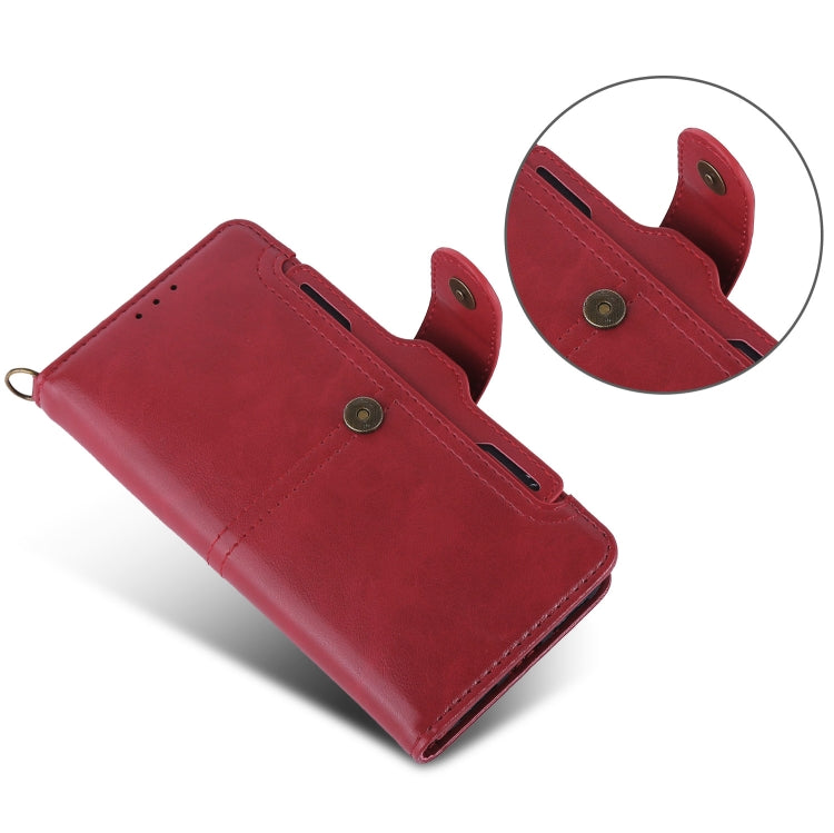 For iPhone X / XS Lambskin Texture Horizontal Flip PU Leather Case with Holder & Card Slots & Frame & Lanyard