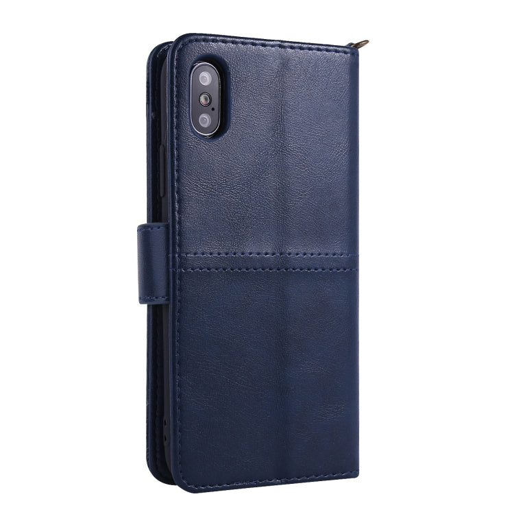 For iPhone XS Max Lambskin Texture Horizontal Flip PU Leather Case with Holder & Card Slots & Frame & Lanyard
