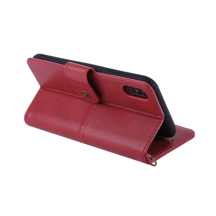 For iPhone XS Max Lambskin Texture Horizontal Flip PU Leather Case with Holder & Card Slots & Frame & Lanyard