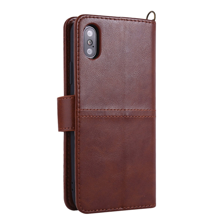 For iPhone XS Max Lambskin Texture Horizontal Flip PU Leather Case with Holder & Card Slots & Frame & Lanyard