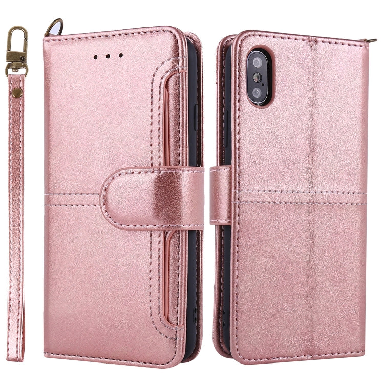 For iPhone XS Max Lambskin Texture Horizontal Flip PU Leather Case with Holder & Card Slots & Frame & Lanyard