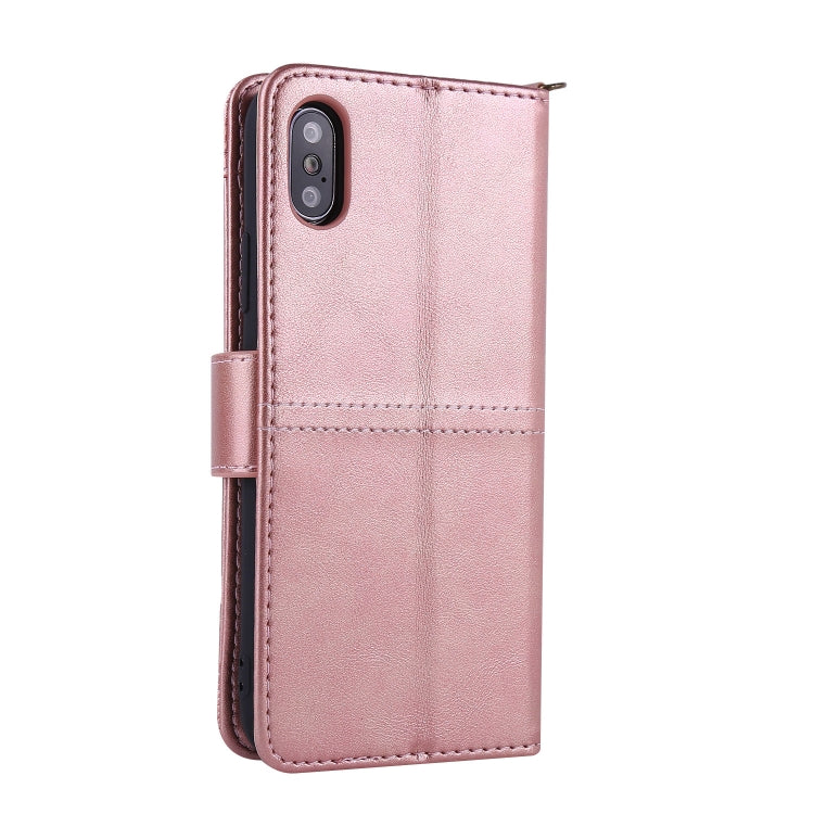For iPhone XS Max Lambskin Texture Horizontal Flip PU Leather Case with Holder & Card Slots & Frame & Lanyard