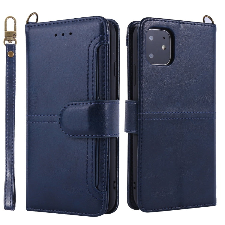 For iPhone 11 Lambskin Texture Horizontal Flip PU Leather Case with Holder & Card Slots & Frame & Lanyard