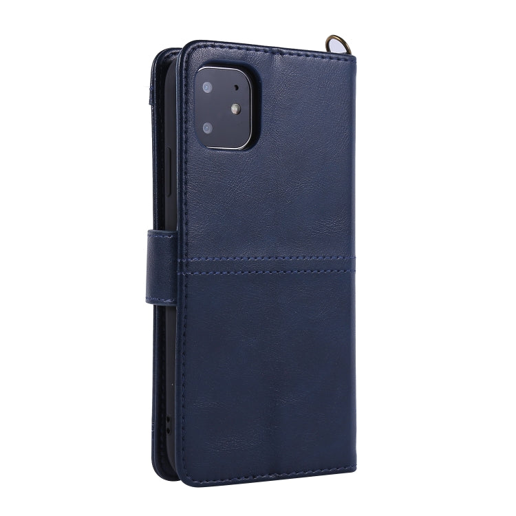 For iPhone 11 Lambskin Texture Horizontal Flip PU Leather Case with Holder & Card Slots & Frame & Lanyard