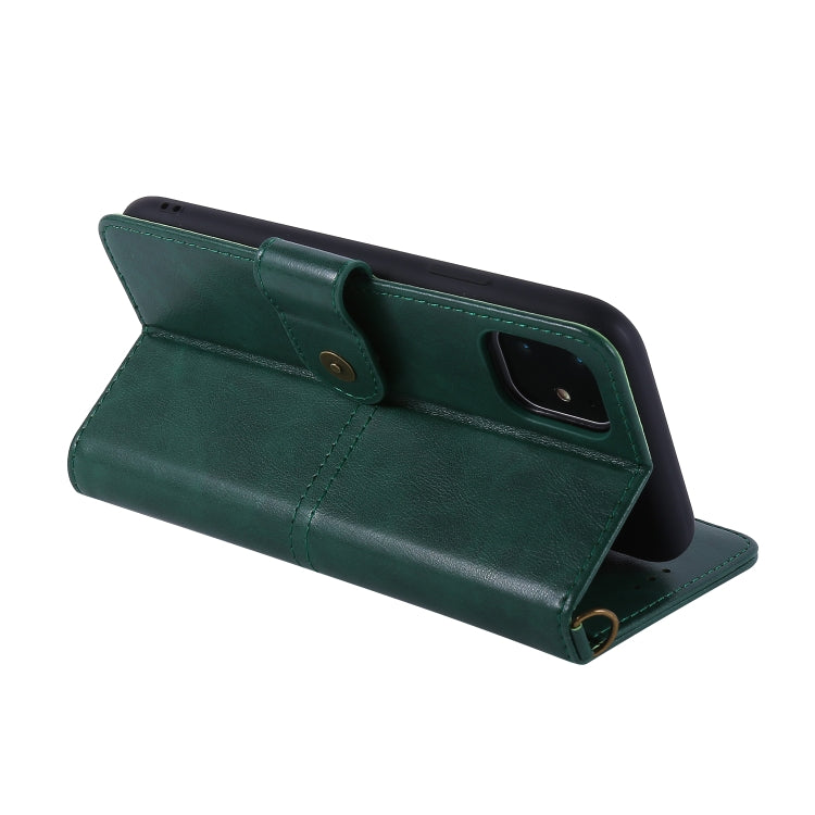 For iPhone 11 Lambskin Texture Horizontal Flip PU Leather Case with Holder & Card Slots & Frame & Lanyard