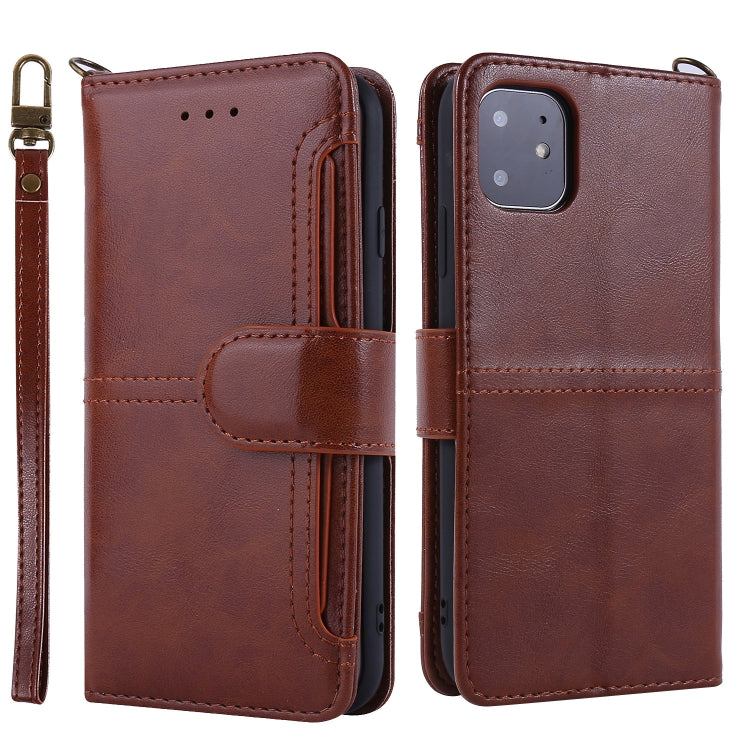 For iPhone 11 Lambskin Texture Horizontal Flip PU Leather Case with Holder & Card Slots & Frame & Lanyard