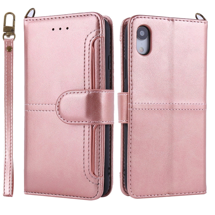 For iPhone XR Lambskin Texture Horizontal Flip PU Leather Case with Holder & Card Slots & Frame & Lanyard