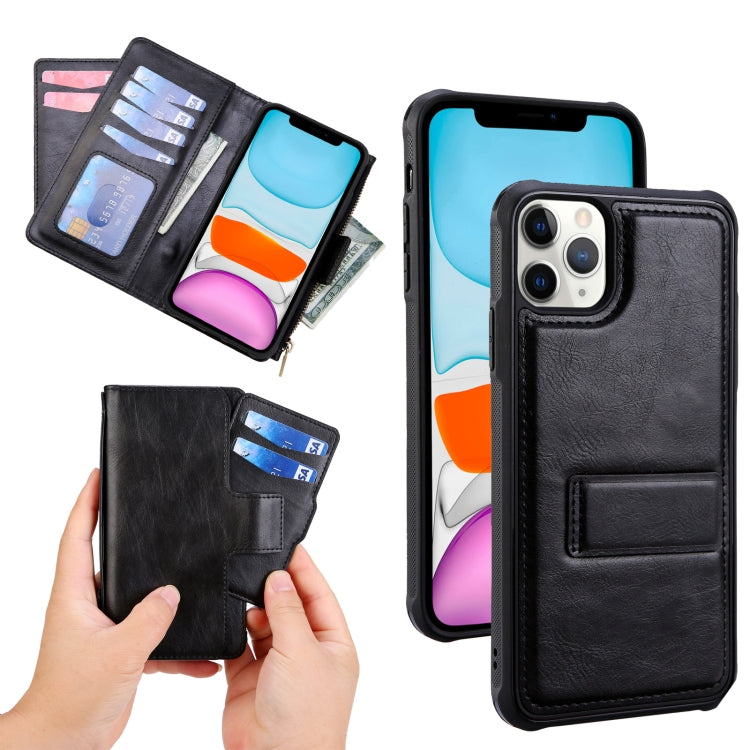 For iPhone 13 mini JDK-A1 Series Zipper Wallet Flip Leather Phone Case (Black)