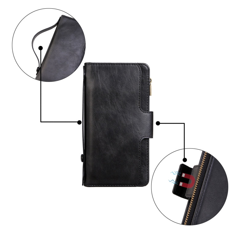 For iPhone 13 mini JDK-A1 Series Zipper Wallet Flip Leather Phone Case (Black)