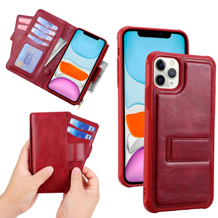 For iPhone 12 Pro Max JDK-A1 Series Zipper Wallet Flip Leather Phone Case(Red)