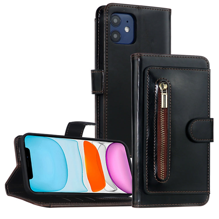For iPhone 12 Pro Max JDK-A2 Series Crazy Horse Texture Zipper Flip Leather Phone Case