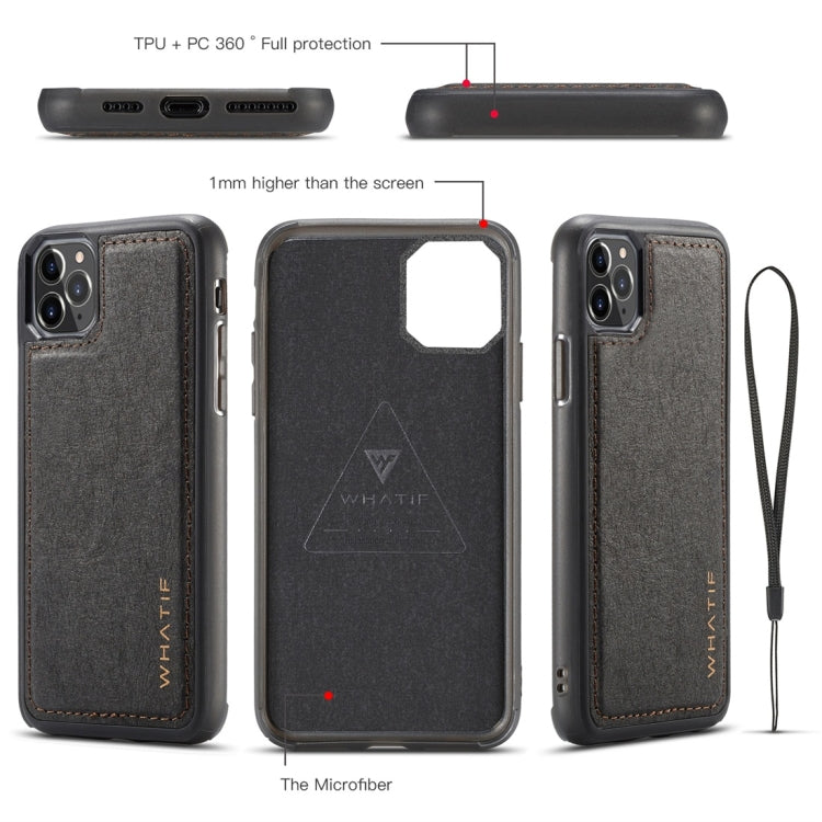 For iPhone 11 Pro WHATIF Kraft Paper TPU + PC Horizontal Flip Protective Case with Holder & Card Slots & Wallet