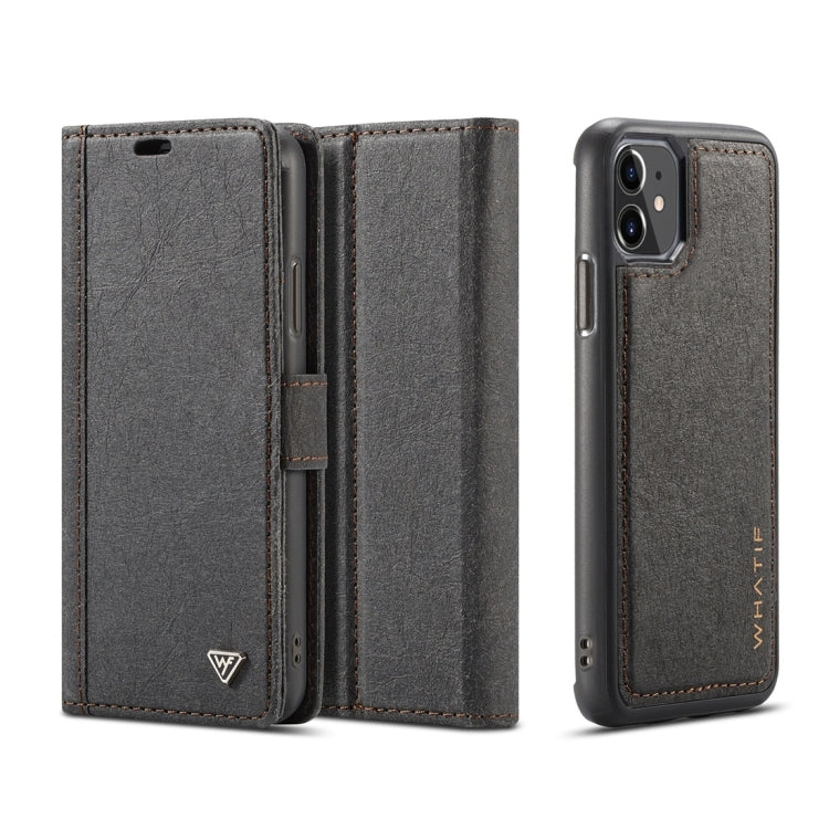 For iPhone 11 WHATIF Kraft Paper TPU + PC Horizontal Flip Protective Case with Holder & Card Slots & Wallet