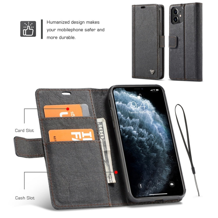 For iPhone 11 WHATIF Kraft Paper TPU + PC Horizontal Flip Protective Case with Holder & Card Slots & Wallet