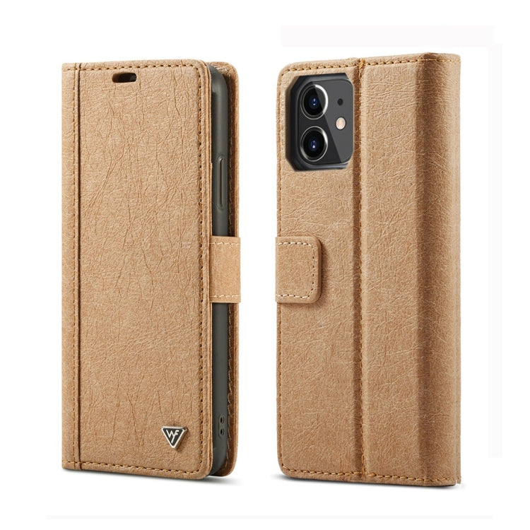 For iPhone 11 WHATIF Kraft Paper TPU + PC Horizontal Flip Protective Case with Holder & Card Slots & Wallet