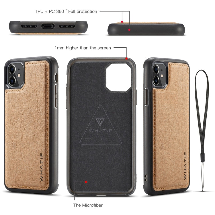 For iPhone 11 WHATIF Kraft Paper TPU + PC Horizontal Flip Protective Case with Holder & Card Slots & Wallet