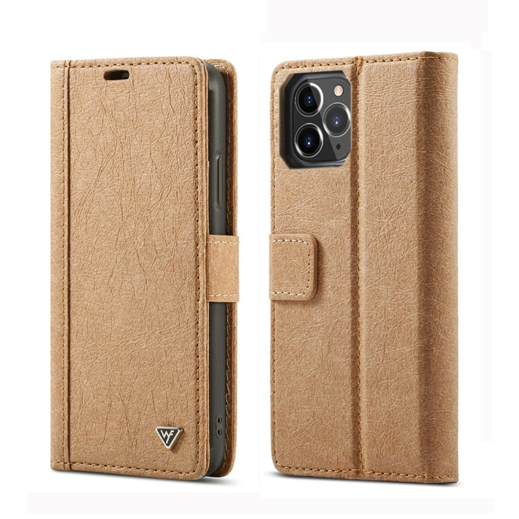 For iPhone 11 Pro Max WHATIF Kraft Paper TPU + PC Horizontal Flip Protective Case with Holder & Card Slots & Wallet