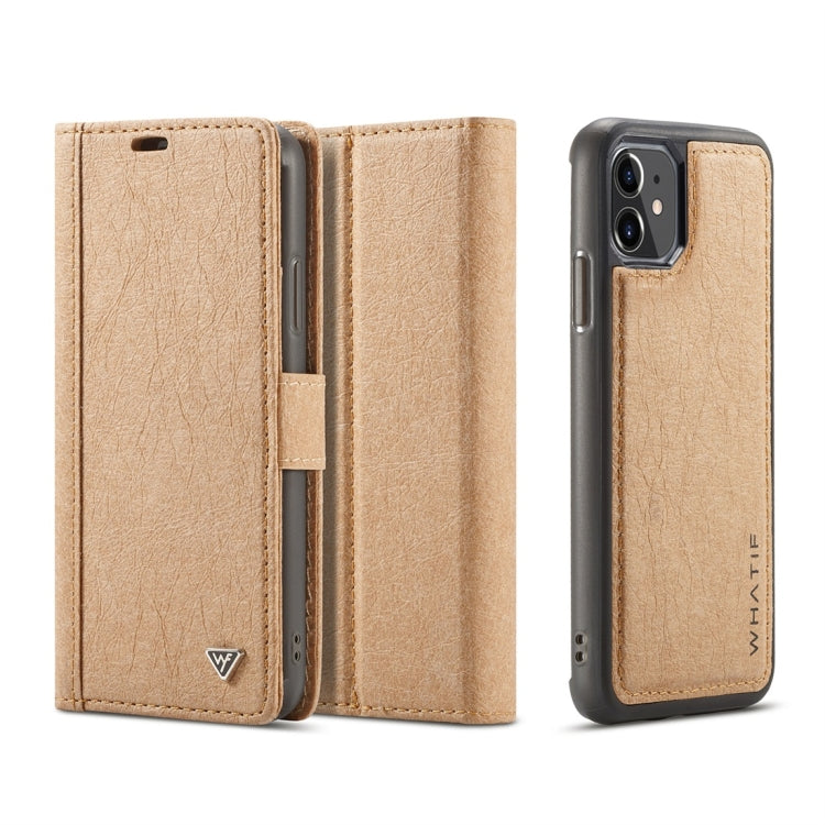 For iPhone 11 Pro Max WHATIF Kraft Paper TPU + PC Horizontal Flip Protective Case with Holder & Card Slots & Wallet