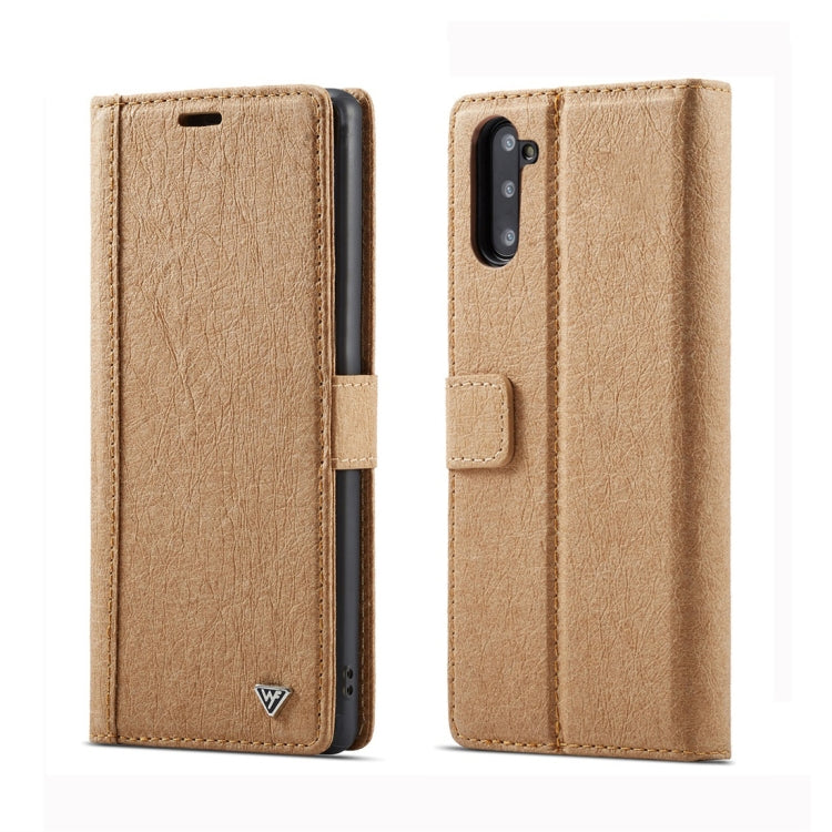 For Galaxy Note 10 WHATIF Kraft Paper TPU + PC Horizontal Flip Protective Case with Holder & Card Slots & Wallet