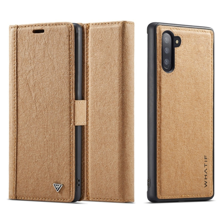 For Galaxy Note 10 WHATIF Kraft Paper TPU + PC Horizontal Flip Protective Case with Holder & Card Slots & Wallet