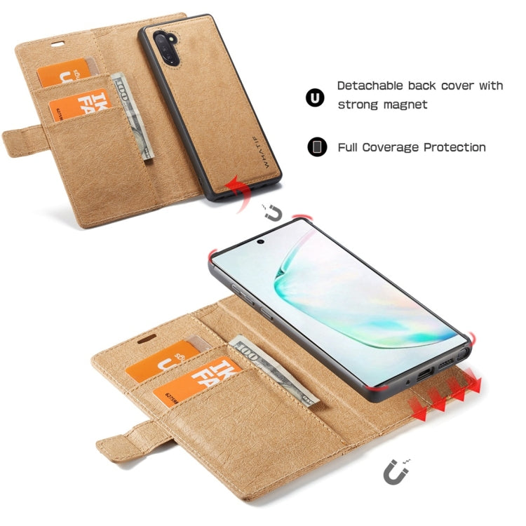 For Galaxy Note 10 WHATIF Kraft Paper TPU + PC Horizontal Flip Protective Case with Holder & Card Slots & Wallet