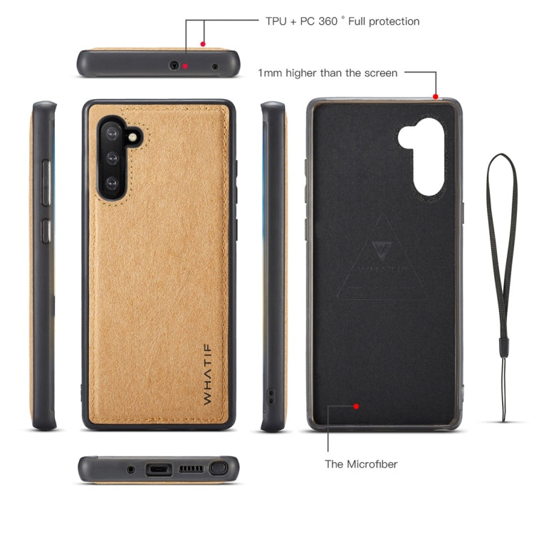 For Galaxy Note 10 WHATIF Kraft Paper TPU + PC Horizontal Flip Protective Case with Holder & Card Slots & Wallet