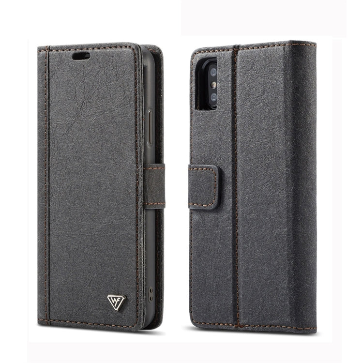 For iPhone XR WHATIF Kraft Paper TPU + PC Horizontal Flip Protective Case with Holder & Card Slots & Wallet