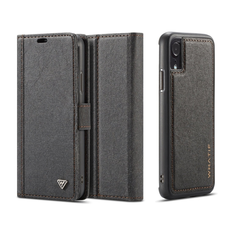 For iPhone XR WHATIF Kraft Paper TPU + PC Horizontal Flip Protective Case with Holder & Card Slots & Wallet