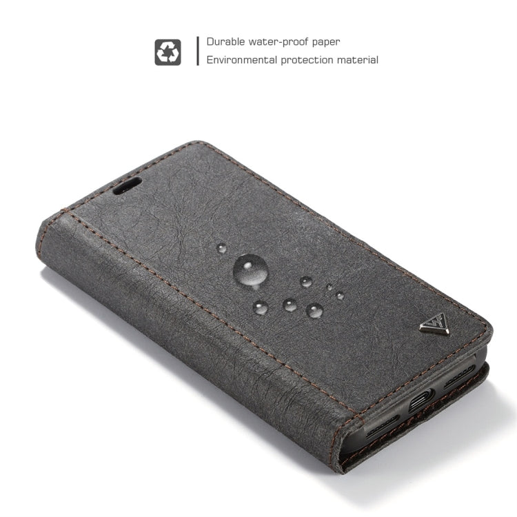 For iPhone XR WHATIF Kraft Paper TPU + PC Horizontal Flip Protective Case with Holder & Card Slots & Wallet