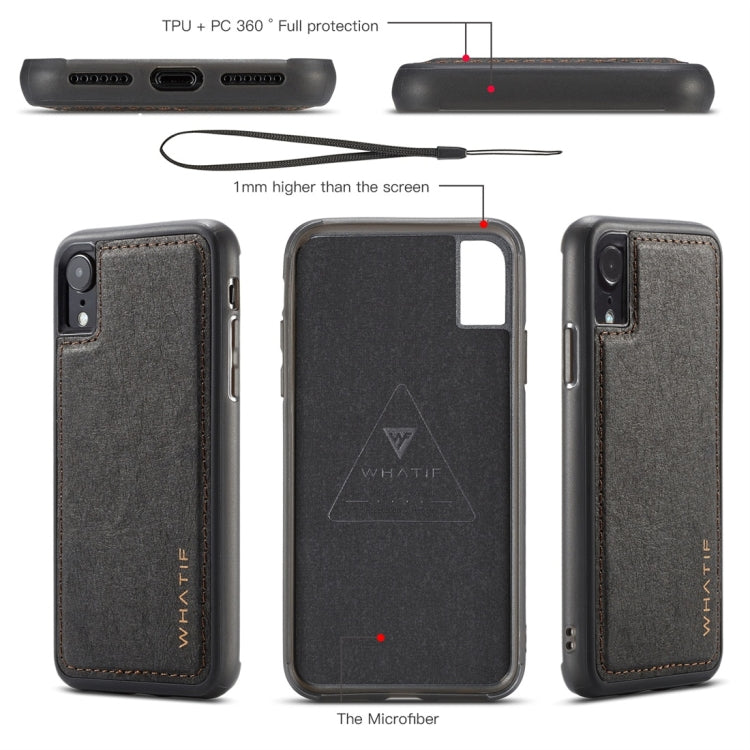For iPhone XR WHATIF Kraft Paper TPU + PC Horizontal Flip Protective Case with Holder & Card Slots & Wallet