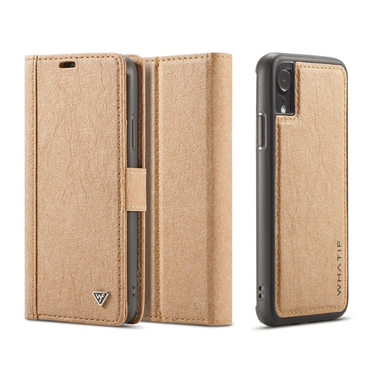 For iPhone XR WHATIF Kraft Paper TPU + PC Horizontal Flip Protective Case with Holder & Card Slots & Wallet