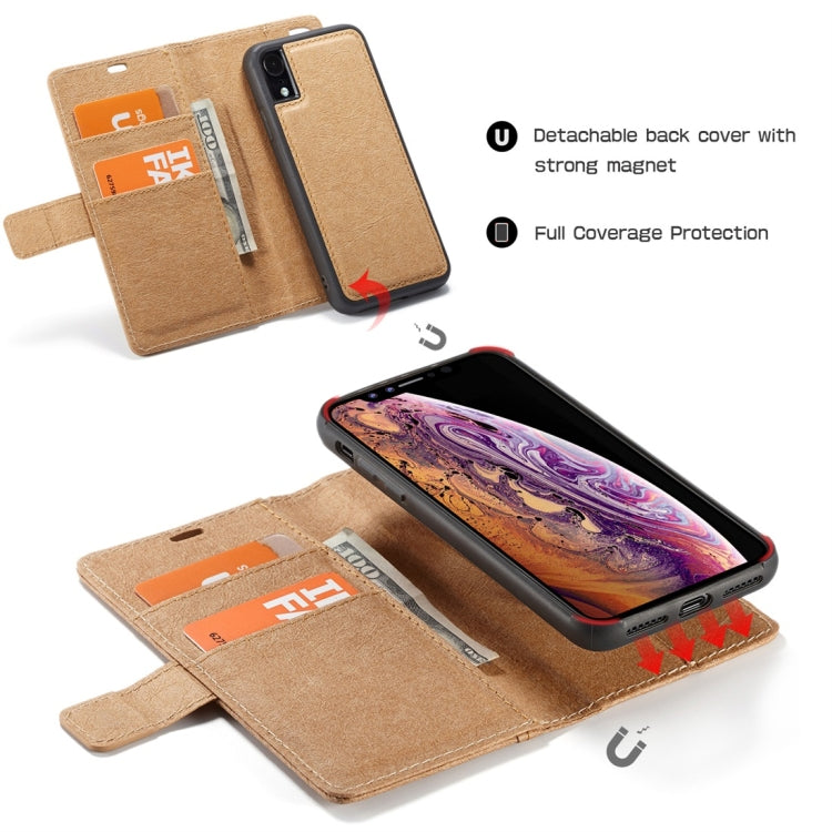 For iPhone XR WHATIF Kraft Paper TPU + PC Horizontal Flip Protective Case with Holder & Card Slots & Wallet