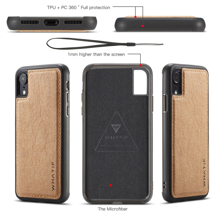 For iPhone XR WHATIF Kraft Paper TPU + PC Horizontal Flip Protective Case with Holder & Card Slots & Wallet