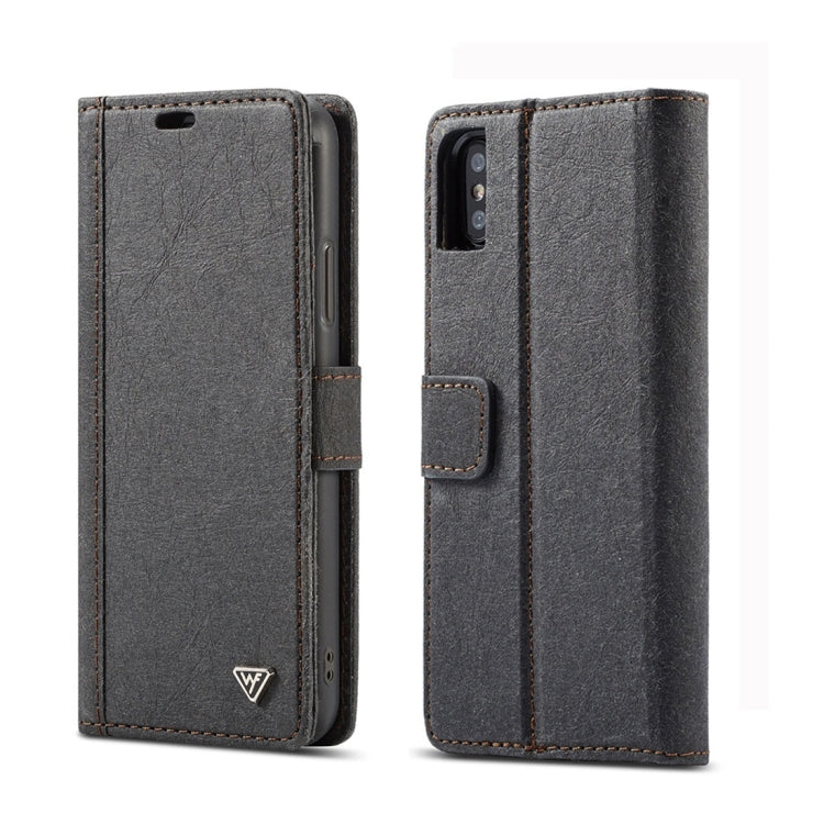 For iPhone XS Max WHATIF Kraft Paper TPU + PC Horizontal Flip Protective Case with Holder & Card Slots & Wallet