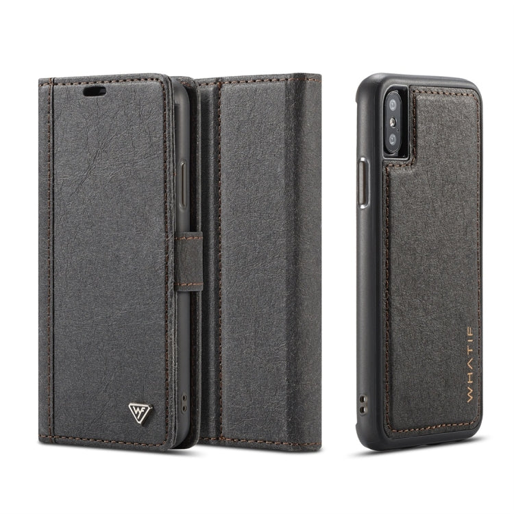For iPhone XS Max WHATIF Kraft Paper TPU + PC Horizontal Flip Protective Case with Holder & Card Slots & Wallet
