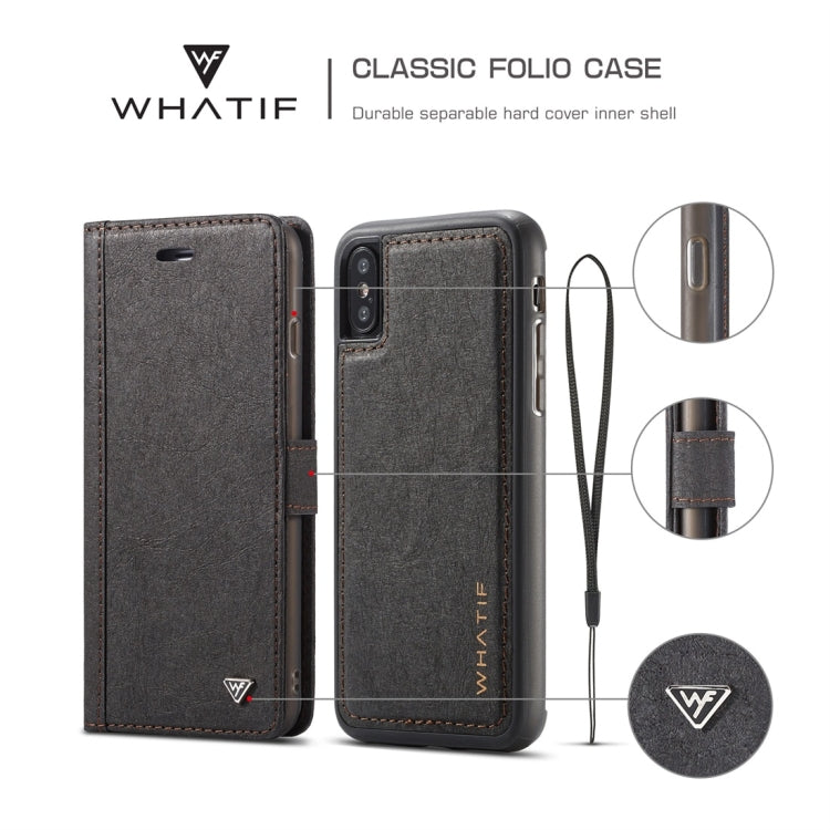 For iPhone XS Max WHATIF Kraft Paper TPU + PC Horizontal Flip Protective Case with Holder & Card Slots & Wallet
