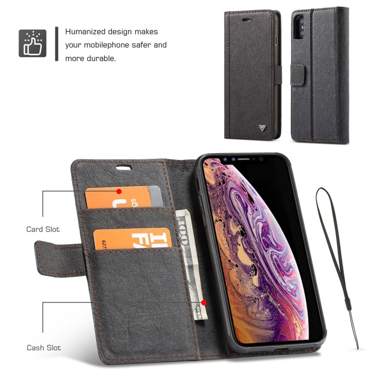 For iPhone XS Max WHATIF Kraft Paper TPU + PC Horizontal Flip Protective Case with Holder & Card Slots & Wallet