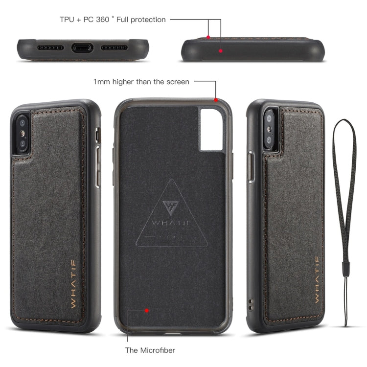 For iPhone XS Max WHATIF Kraft Paper TPU + PC Horizontal Flip Protective Case with Holder & Card Slots & Wallet