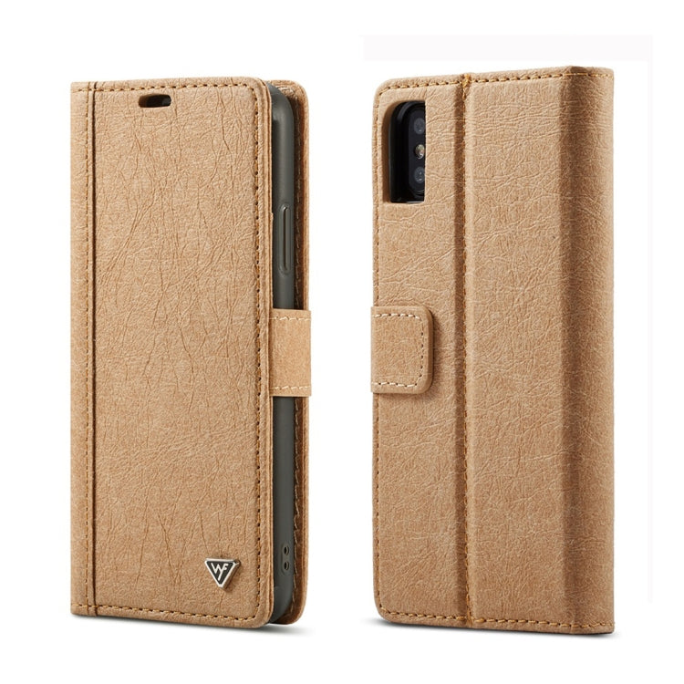 For iPhone XS Max WHATIF Kraft Paper TPU + PC Horizontal Flip Protective Case with Holder & Card Slots & Wallet