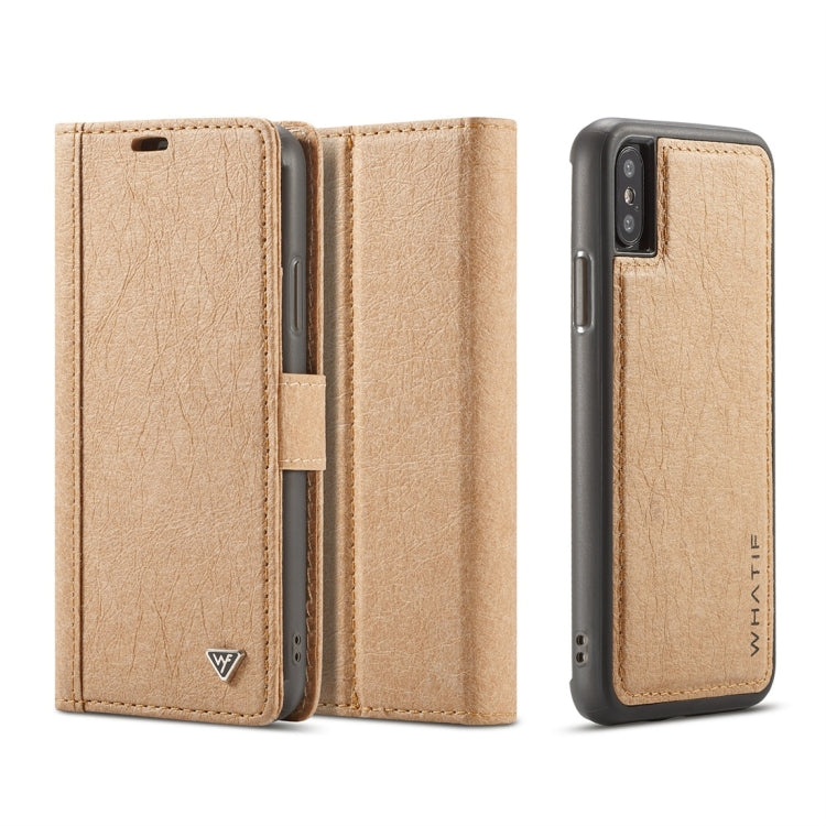 For iPhone XS Max WHATIF Kraft Paper TPU + PC Horizontal Flip Protective Case with Holder & Card Slots & Wallet