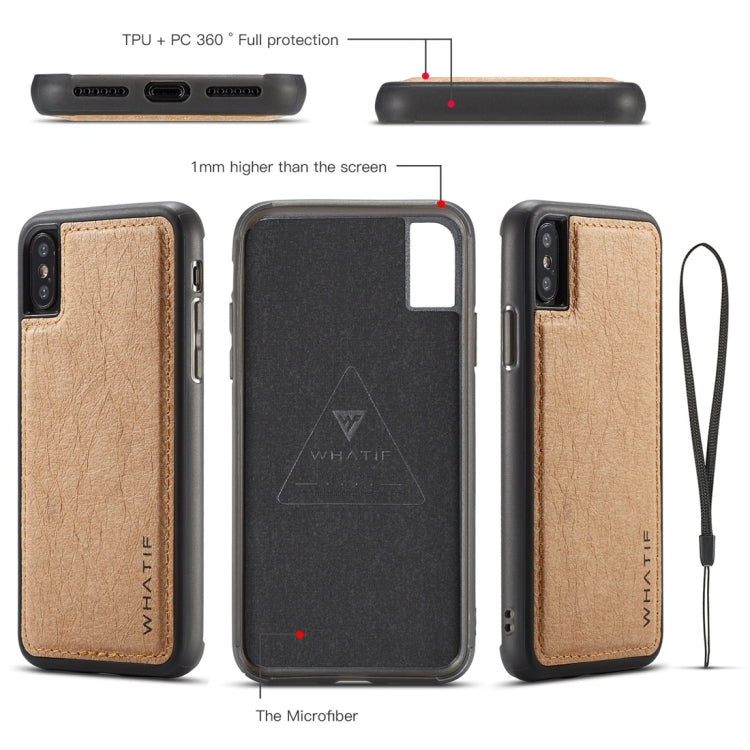 For iPhone XS Max WHATIF Kraft Paper TPU + PC Horizontal Flip Protective Case with Holder & Card Slots & Wallet