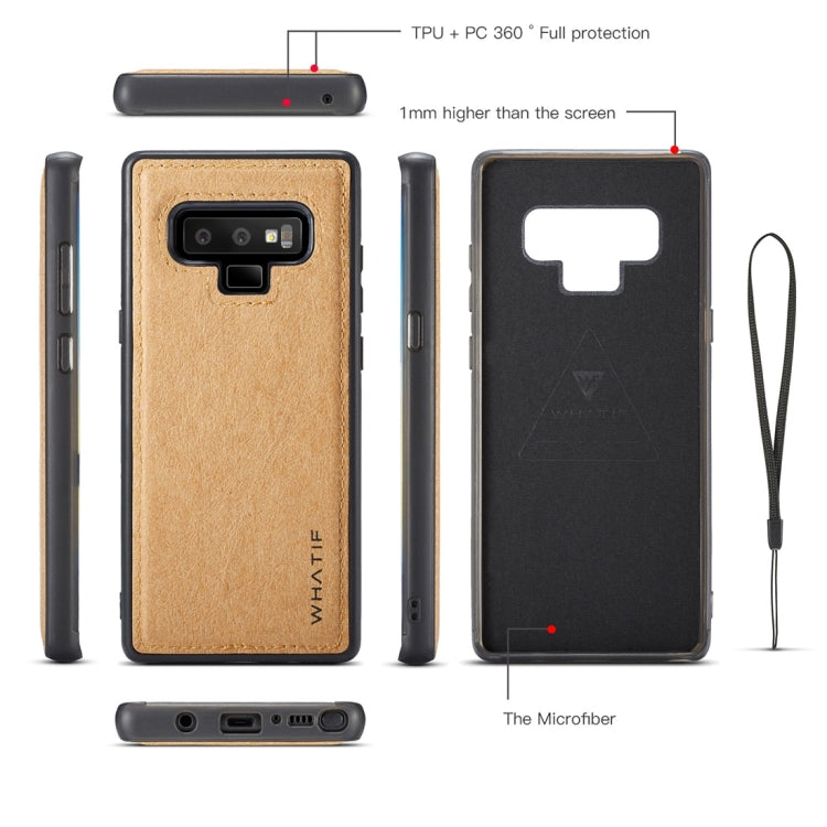 For Galaxy Note 9 WHATIF Kraft Paper TPU + PC Horizontal Flip Protective Case with Holder & Card Slots & Wallet