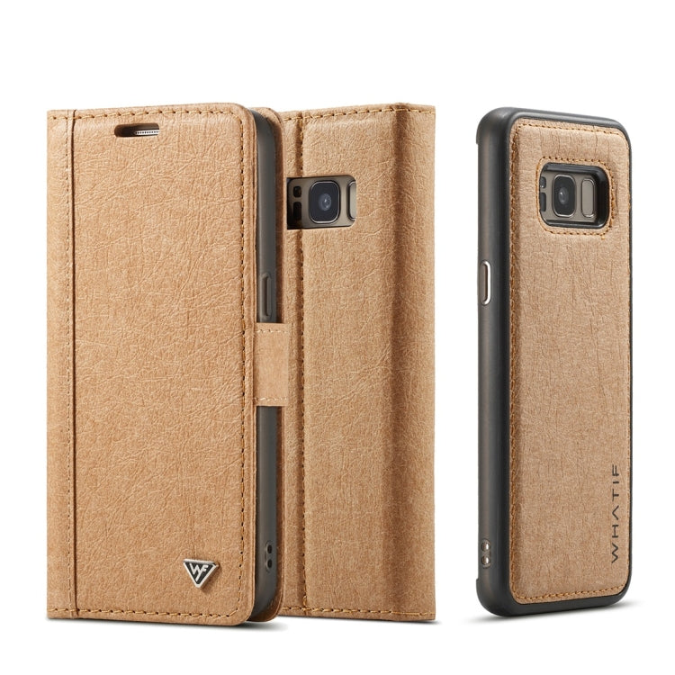 For Galaxy S7 WHATIF Kraft Paper TPU + PC Horizontal Flip Protective Case with Holder & Card Slots & Wallet