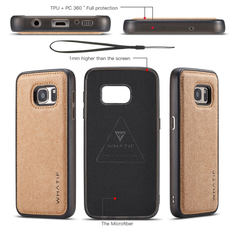For Galaxy S7 WHATIF Kraft Paper TPU + PC Horizontal Flip Protective Case with Holder & Card Slots & Wallet