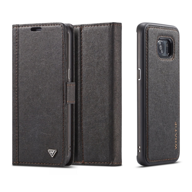 For Galaxy S7 Edge WHATIF Kraft Paper TPU + PC Horizontal Flip Protective Case with Holder & Card Slots & Wallet