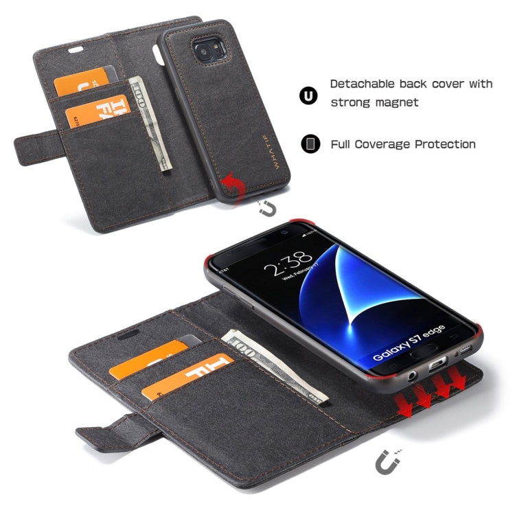 For Galaxy S7 Edge WHATIF Kraft Paper TPU + PC Horizontal Flip Protective Case with Holder & Card Slots & Wallet