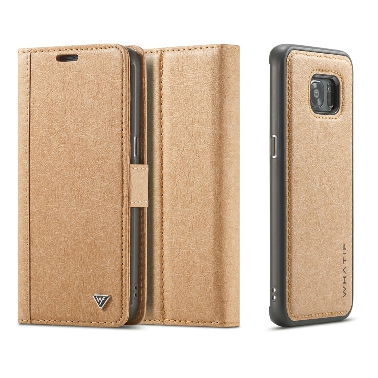 For Galaxy S7 Edge WHATIF Kraft Paper TPU + PC Horizontal Flip Protective Case with Holder & Card Slots & Wallet