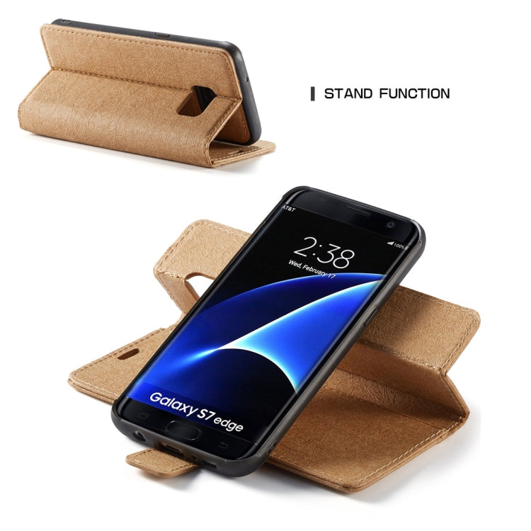 For Galaxy S7 Edge WHATIF Kraft Paper TPU + PC Horizontal Flip Protective Case with Holder & Card Slots & Wallet
